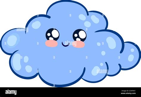 Blue cute cloud, illustration, vector on white background Stock Vector ...