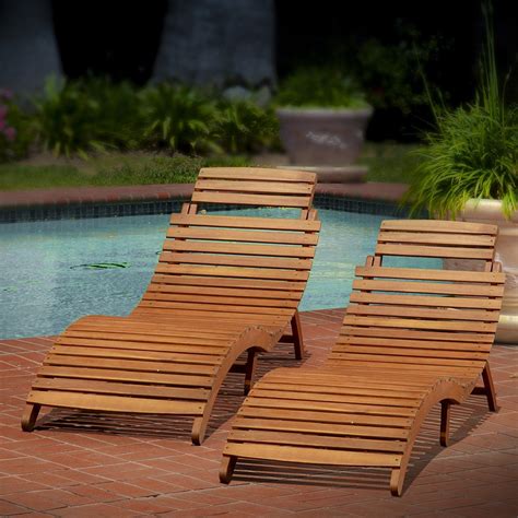 Christopher Knight Home Lahaina Wood Outdoor Chaise Lounge Set, 2-Pcs ...