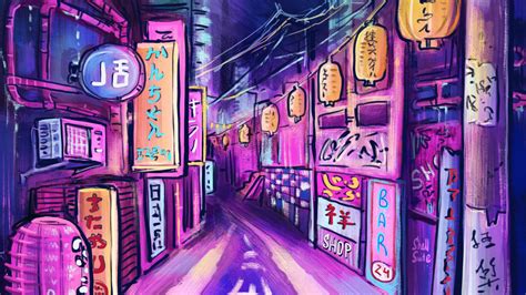 Purple Neon Lights Tokyo Desktop Wallpapers - Wallpaper Cave