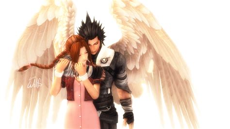 Download Zack Fair Long Hair Ponytail Red Hair Wings Angel Aerith ...