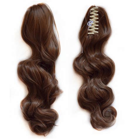 Wavy Real Human Hair Ponytails Hairpiece Claw Clip Ponytail Hair ...