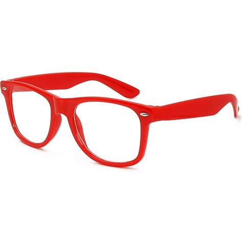 Skeleteen Red Clear Lens Glasses - 80's Style Non Prescription Retro ...