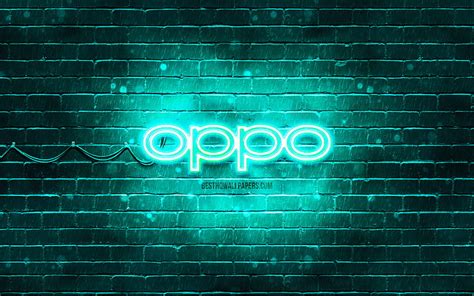 4K free download | Oppo turquoise logo, , turquoise brickwall, Oppo ...