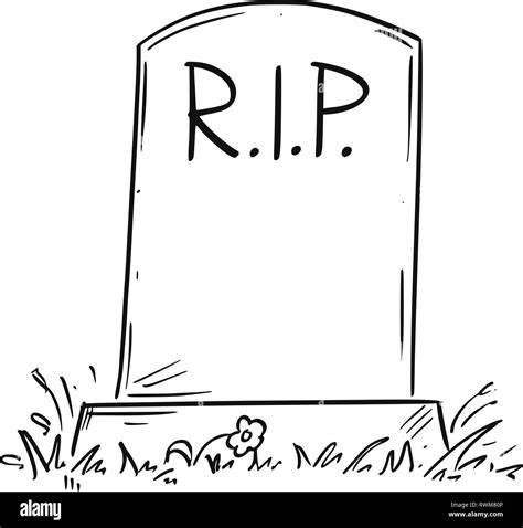 Cartoon Drawing of Tombstone With RIP or Rest in Peace Text Stock ...