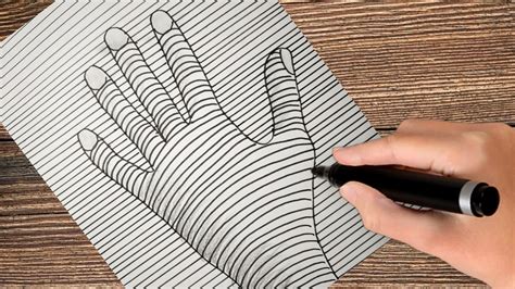 How To Draw A 3d Hand ! Trick Art Optical illusion ! 3d Hand Drawing ...