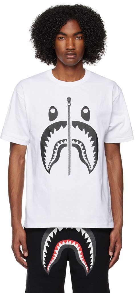 BAPE: White Shark T-Shirt | SSENSE UK