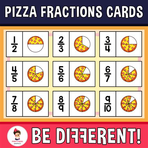 Pizza Fractions Cards Clipart | Pizza fractions, Fractions, Cool math ...