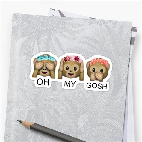 "OH MY GOSH - FLOWER CROWN TUMBLR EMOJI MONKEY" Sticker by ...