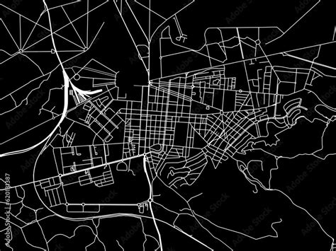 Vector road map of the city of Aranjuez in Spain on a black background ...