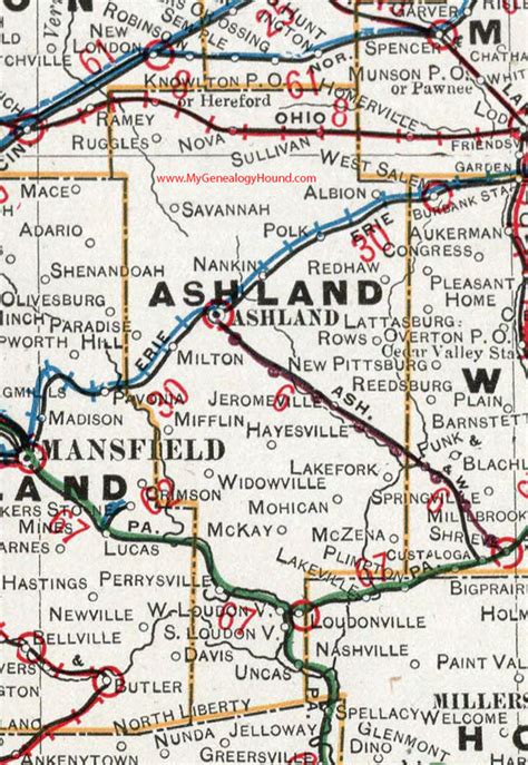 Ashland County, Ohio 1901 Map Loudonville, OH