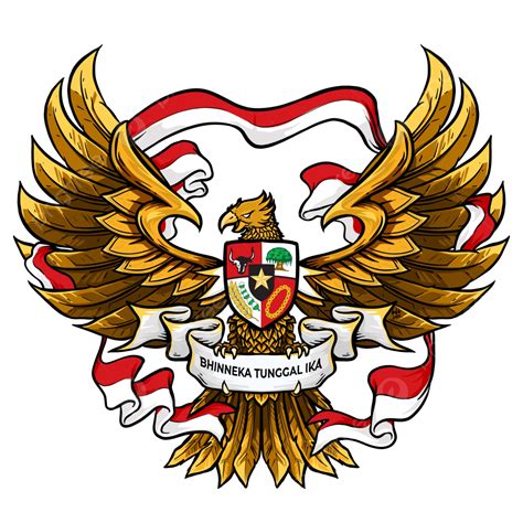 Ilustracion De Garuda Indonesia Con Bandera Ondulada Roja Y Blanca Png ...