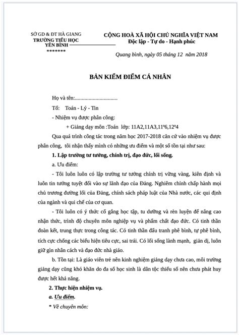 10 mẫu bản tự kiểm điểm cá nhân cho học sinh, đảng viên… - Top Báo Cáo ...