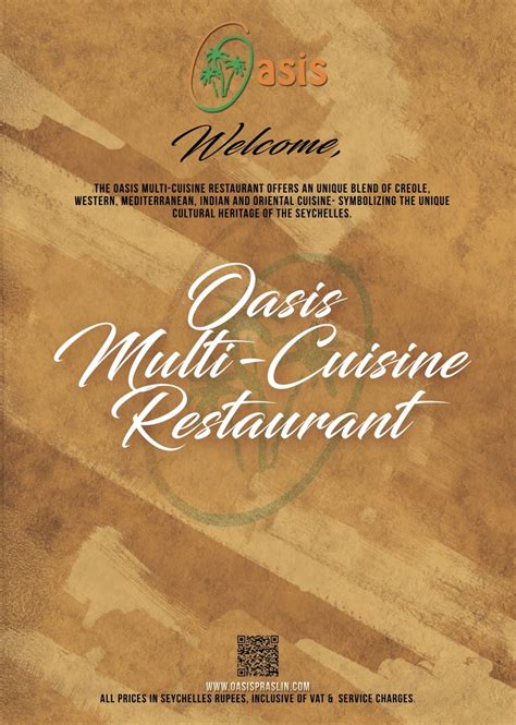 Oasis Restaurant Menu – Oasis Resort & Casino Praslin