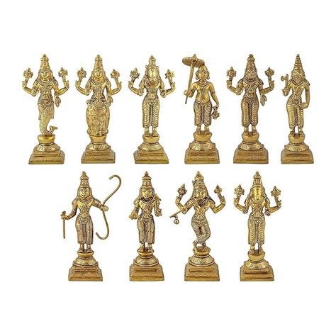 Buy Artvarko Brass Dashavatara Dasavatharam of Lord Vishnu Statues Ten ...