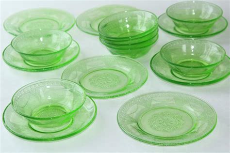 vintage green depression glass plates & bowls, Federal Georgian ...