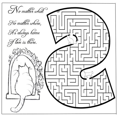 Cat maze puzzle to print- help the kitty find her way home... - FREE ...