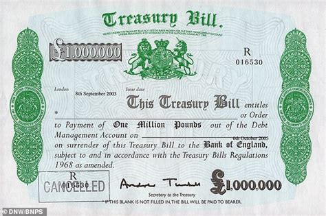 Rare £1million Treasury Bill from 2003 goes on sale for £7,000 | Daily ...