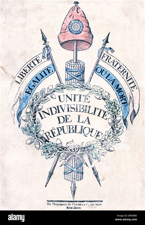 French Revolution 1789: Allegorical emblem of Republic Fasces topped by ...