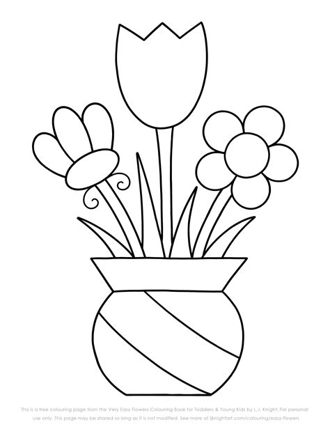 Free Very Easy Flowers Colouring Page | L.J. Knight Art