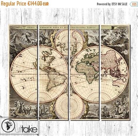 Antique world map. Large canvas wall art ready to by OuttakeCanvas