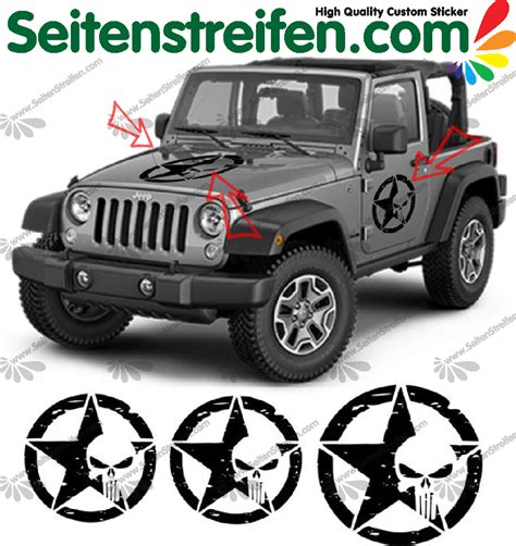 Jeep Wrangler - "Punisher" - Bonnet & Doors Graphics Decals Sticker Kit ...