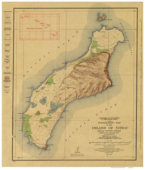 Island of Niihau - Hawaii 1929 Old Map Reprint - OLD MAPS