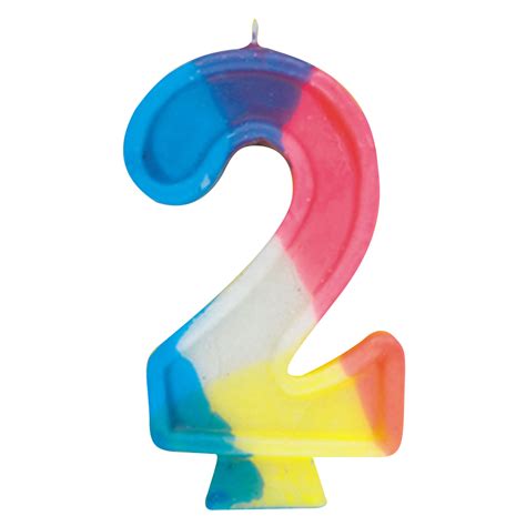 Number 2 Birthday Candle, 2.75 in, Multicolor, 1ct - Walmart.com