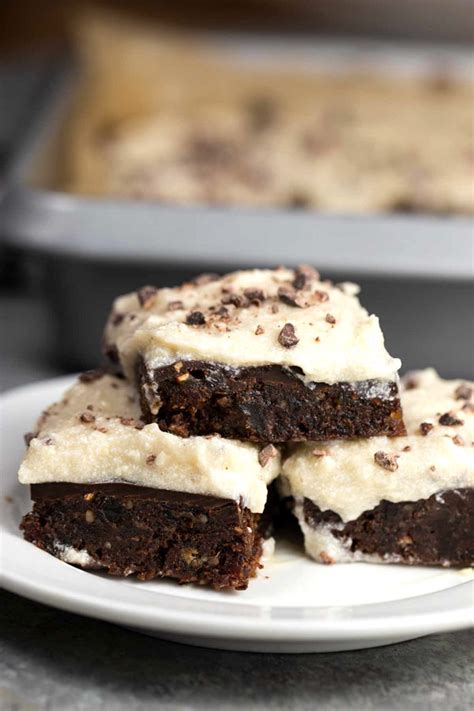 Raw Brownies with Cream Cheese Frosting (No-Bake, Vegan) - Veggie Chick