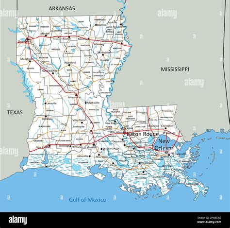 High detailed Louisiana road map with labeling Stock Vector Image & Art ...