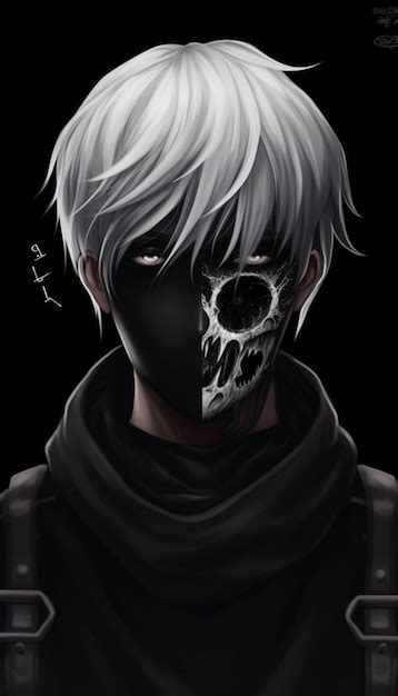 Premium Photo | A dark anime character with a skull on his face