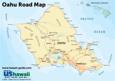 Oahu Hawaii Maps - Travel Road Map of Oahu