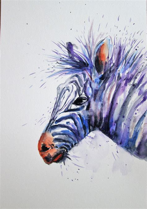 original zebra watercolour by marjansart, safari animal, farm animal ...