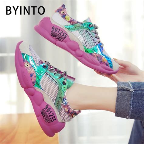 2019 Woman Colorful Air Thick Sole Chunky Sneakers Gym Breathable ...