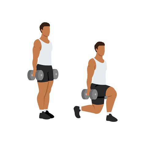 Man doing Dumbbell walking lunges exercise. Flat vector illustration ...