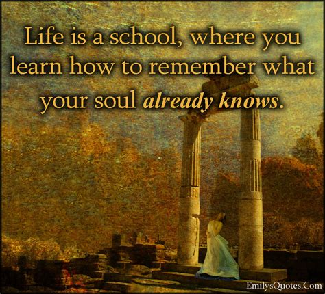 Life is a school, where you learn how to remember what your soul ...