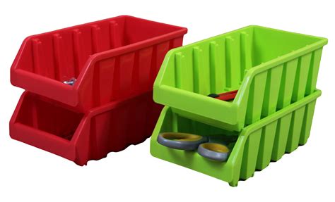 New Basicwise Plastic Storage Stacking Bins | eBay