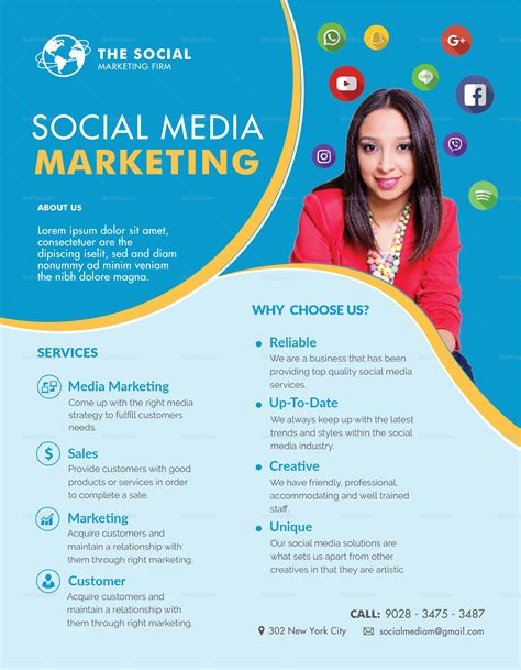 Social Media Marketing Flyer Design Template in PSD, Word, Publisher ...