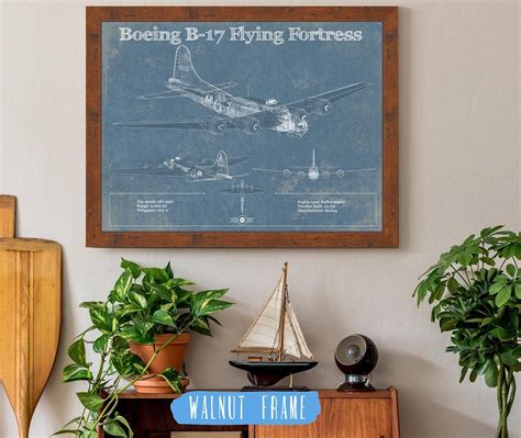 Boeing B-17 Flying Fortress Vintage Aviation Blueprint - Custom Pilot ...