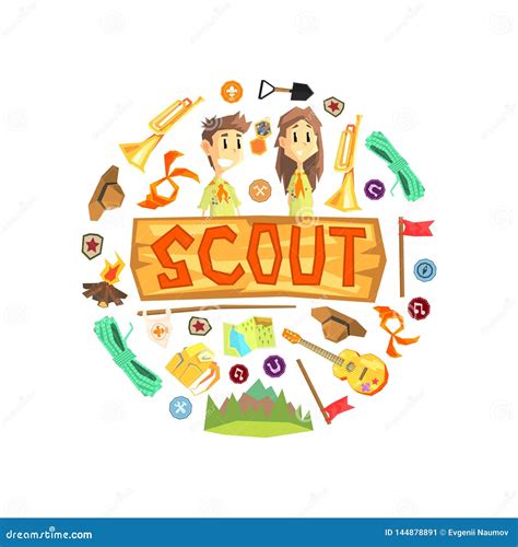 Scout Banner Template with Camping and Hiking Equipment, Scouting Boy ...