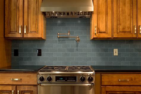 Blue Subway Tile Kitchen | Dandk Organizer