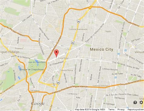 Paseo de la Reforma on Map of Mexico City