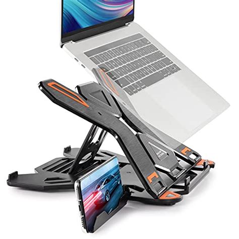 Laptop Stand with Phone Holder, Laptop Stand for Desk Adjustable Height ...