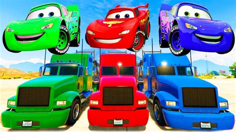 Lightning McQueen Colors Transportation & Nursery Rhymes - YouTube