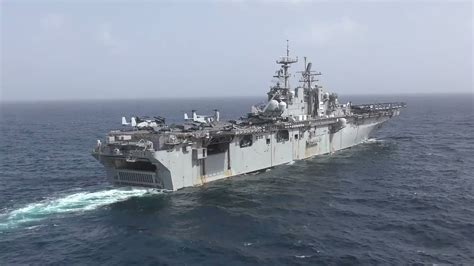 Amphibious assault ship USS BATAAN LHD5 underway in the Gulf of Aden on ...