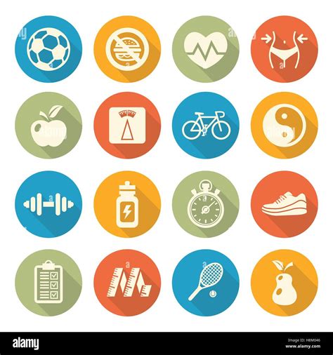 Health and Fitness icons set on white background Stock Vector Image ...