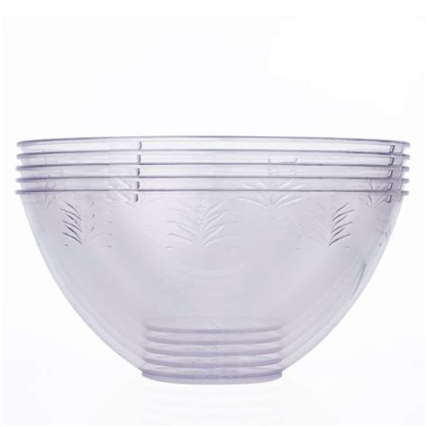 5 Extra Large Disposable Hard Plastic Serving Bowls, 3000ml - Clear ...