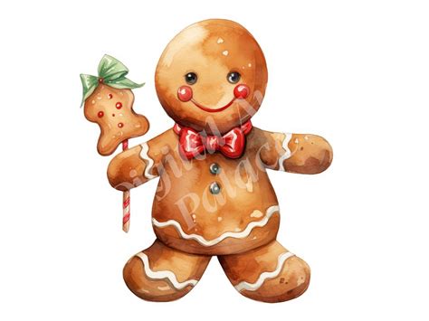 Gingerbread Man Clipart Christmas Clipart Jpgs Instant Digital Download ...