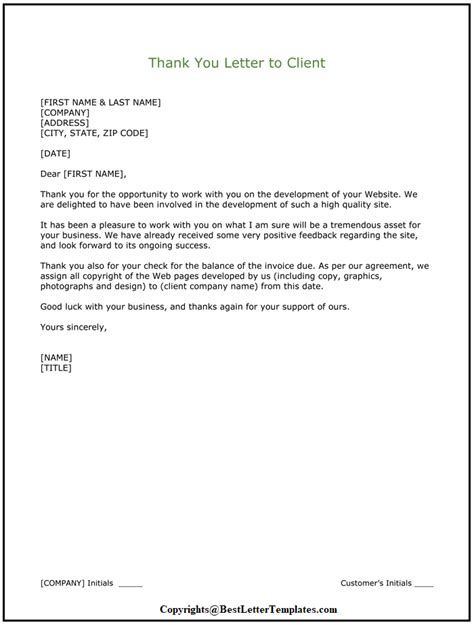 Sample Thank You Letter To Client Template [PDF] | Best Letter Templates