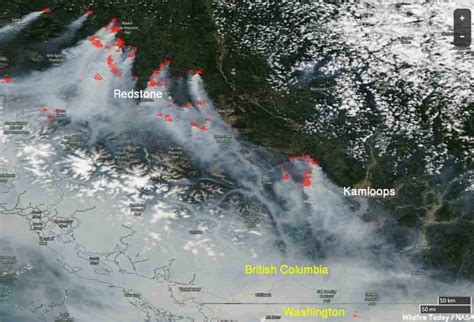 Wildfire smoke produces haze over much of British Columbia and the U.S ...