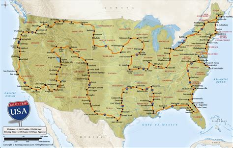 US Road Trip Map, Perfect USA Road Trip Planner, United States Road ...